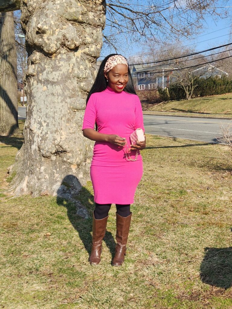 pink ribbed sweater dress - thecheeryfashionista.com