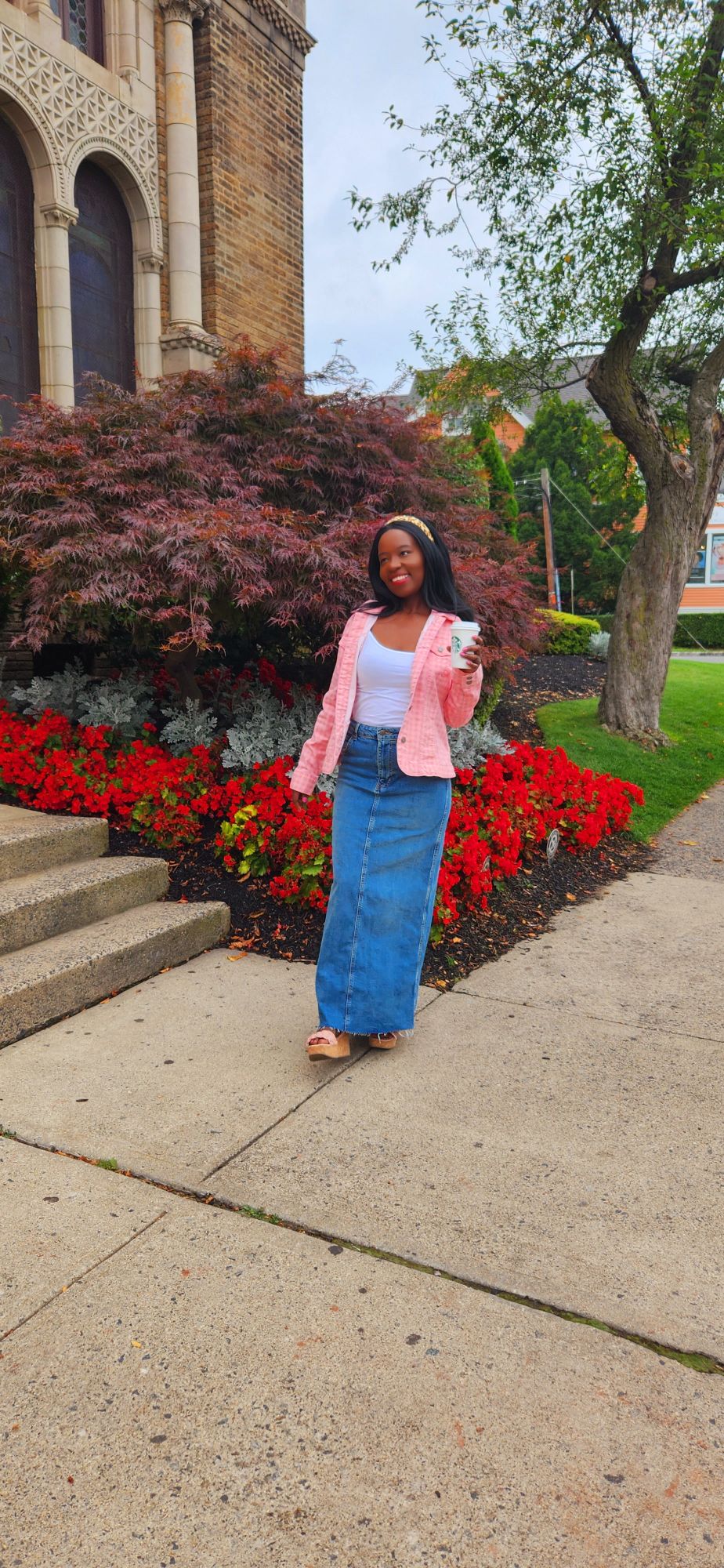 How to Casually Style a Long Denim Skirt