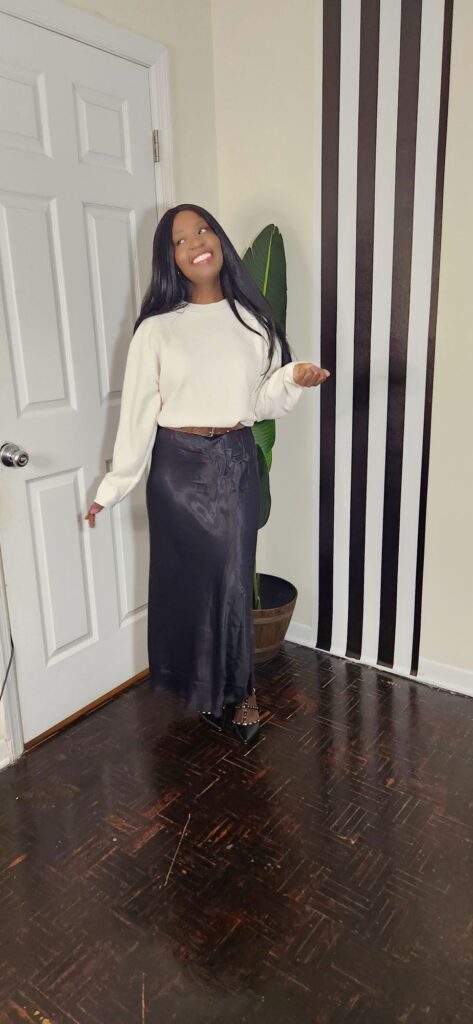 how to style a black satin skirt