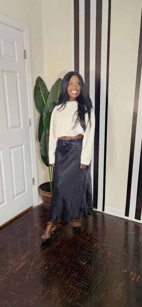 how to style a black satin skirt