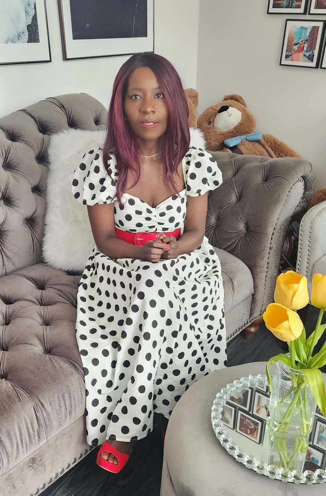 how to style black and white polka dot dresses