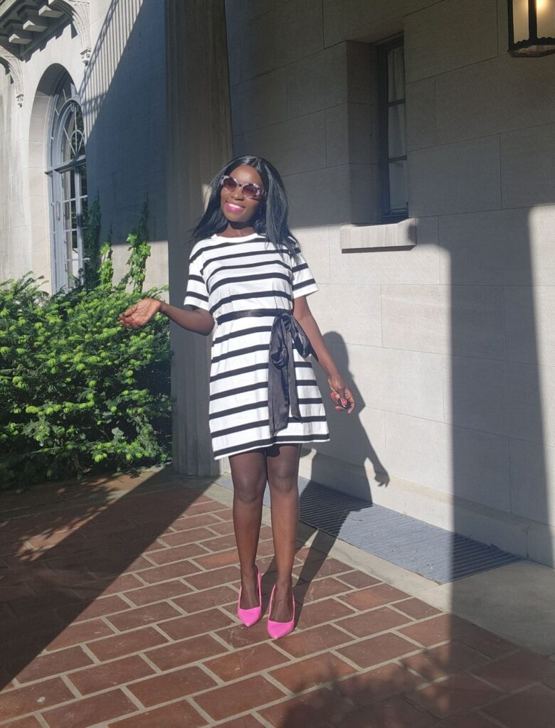 how to style a striped Mini dress