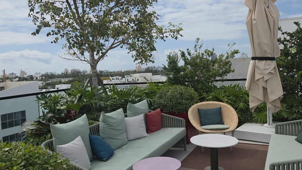 CitizenM rooftop lounge area in South beach Miami